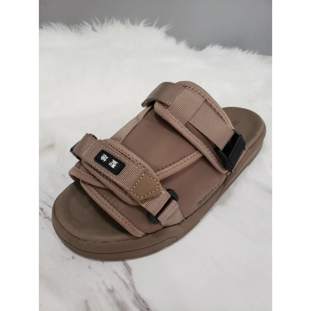 NEW MENS 8 Seichi Yoroi V2 Sandals Tan Slip On Open Toe Platform Slide EURO 41
